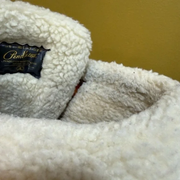 Pendleton US 8 Red Striped Roll-Top Faux Fur Lined Weather Duck Boots No Laces - Picture 5 of 12